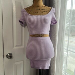 Lavender Gingham Women's top and skirt set